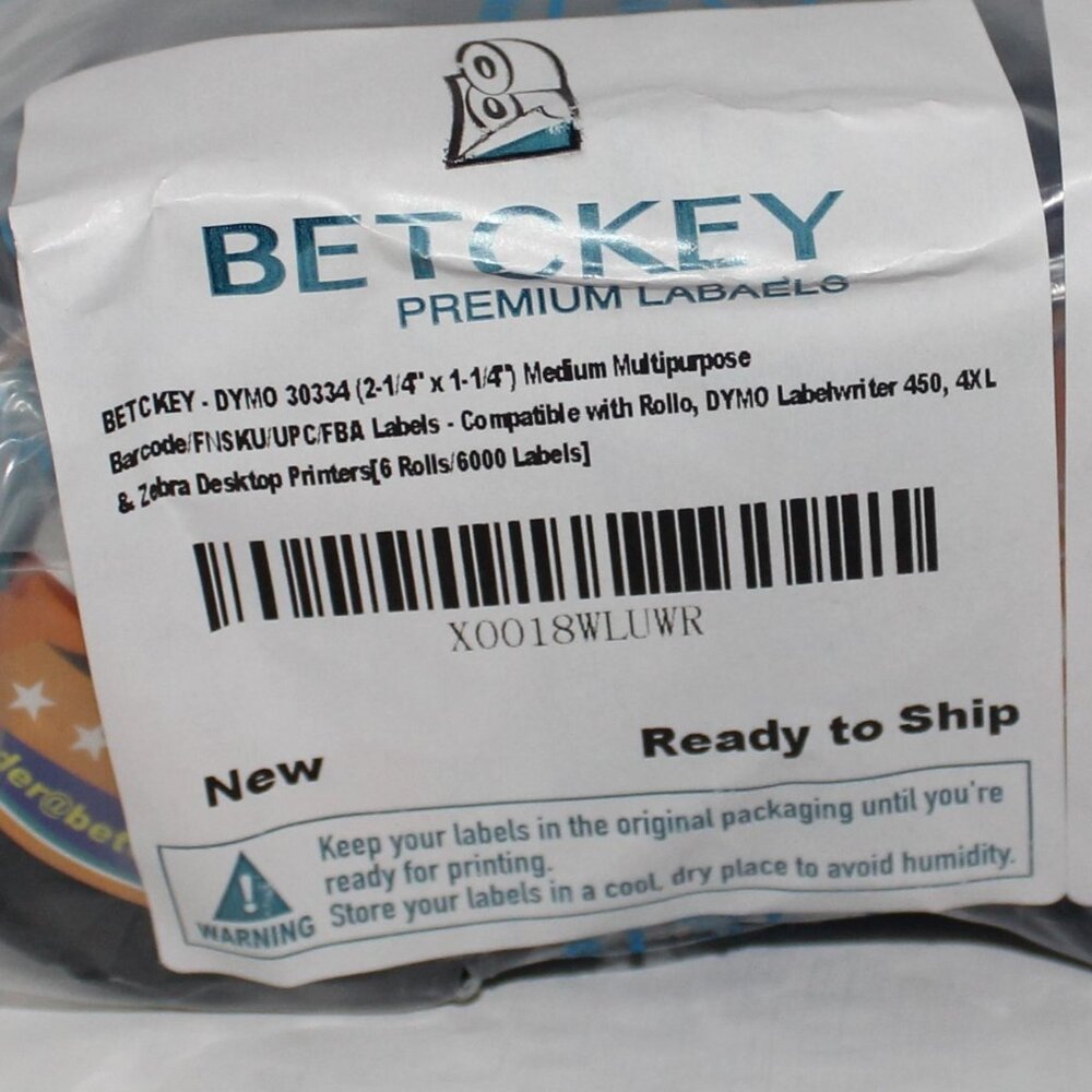 Betckey Multipurpose Barcode 2-1/4" x 1-1/4" Removable, Compatible DYMO 30334